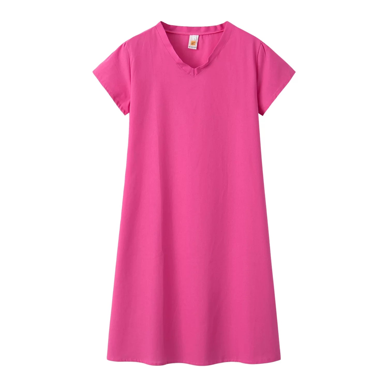 2024 New Popular Eleven Color Eight Size Solid Short Sleeve V-Neck Dress