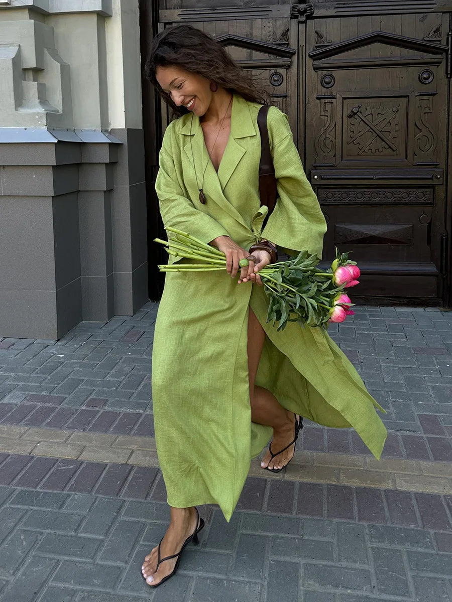 Cotton and Linen Dress Women&
