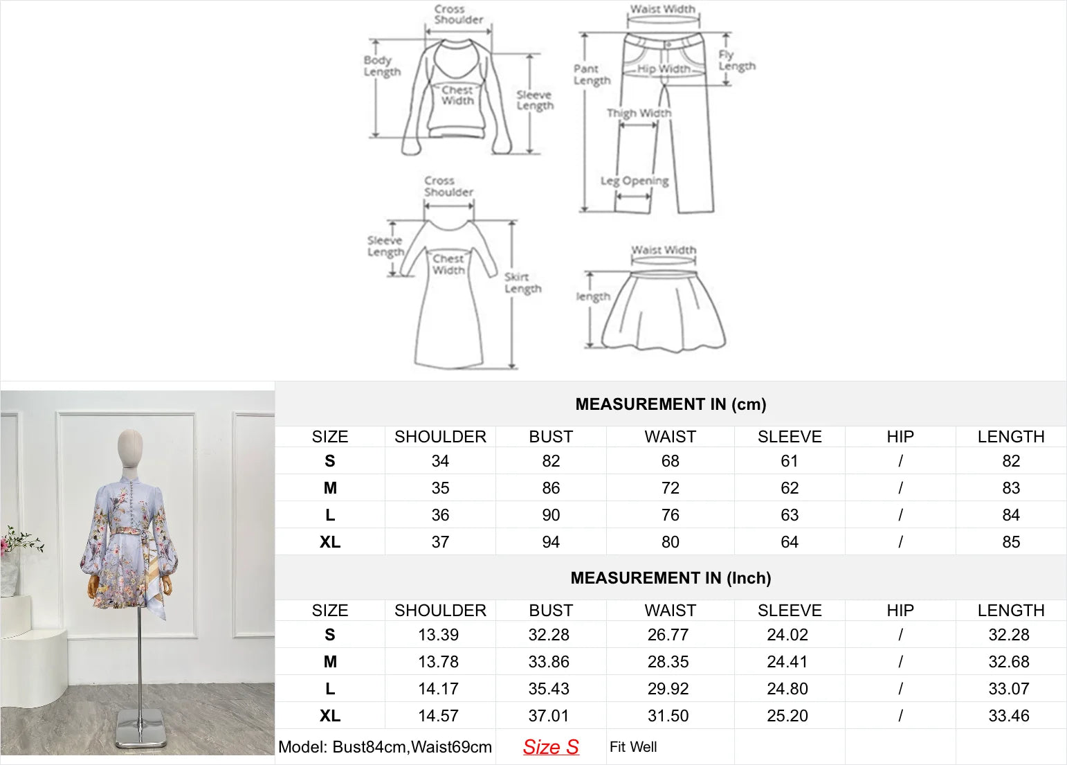 Linen Women Clothes Hight Quality Blue Floral Print Long Sleeve Self Bow Tie At Waist Mini Dress