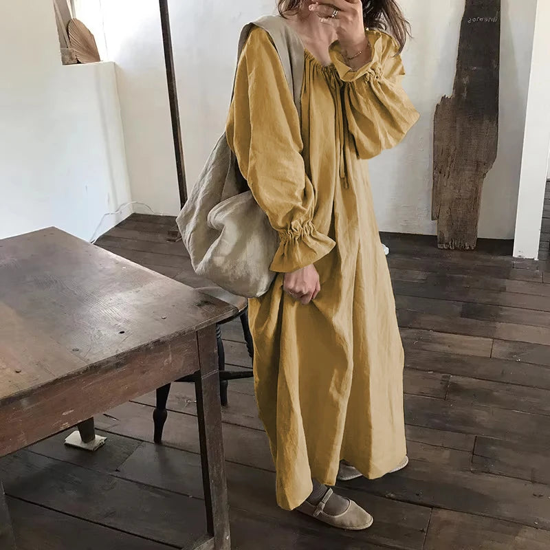 Spring Vintage Cotton Linen Dress