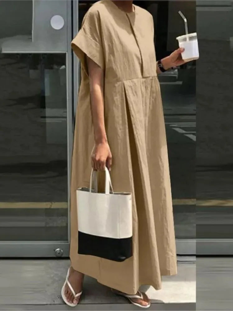 Cotton Linen Women Casual Long Dress