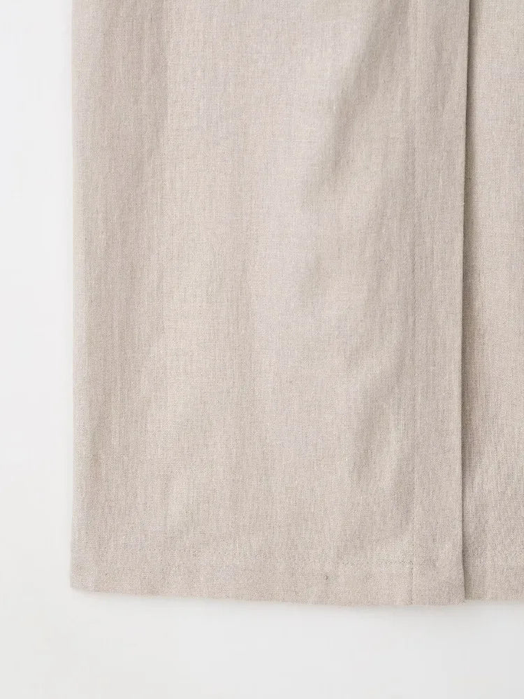 Elegant Linen Blend Belted Sleeveless Midi Dress