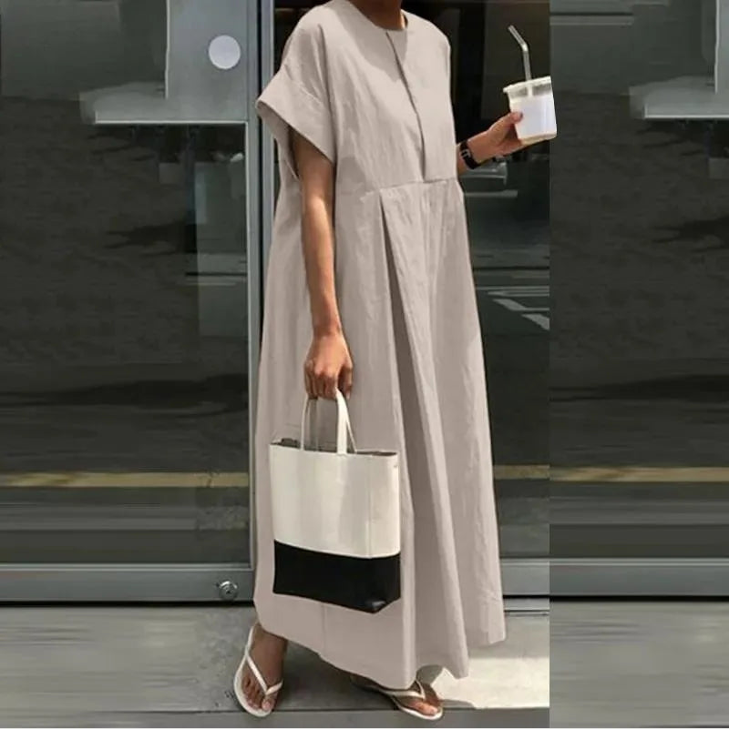 Cotton Linen Women Casual Long Dress