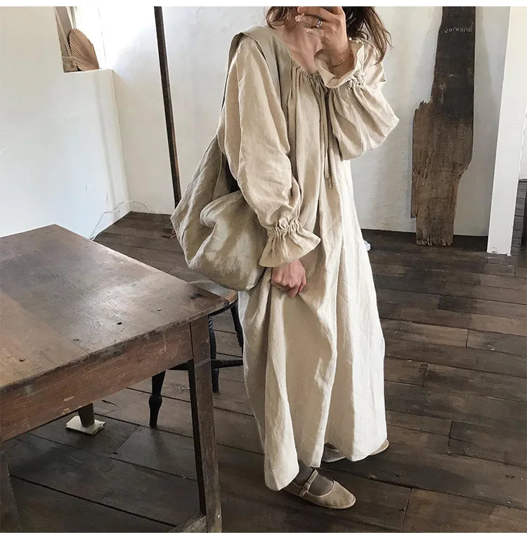 Spring Vintage Cotton Linen Dress