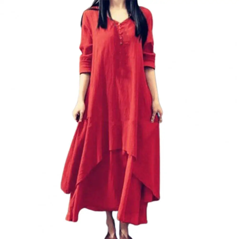 Women Elegant Linen White Dresses Bohemia Layering Vintage Robe Long Sleeve Loose Long Dress Female Autumn Vestidos