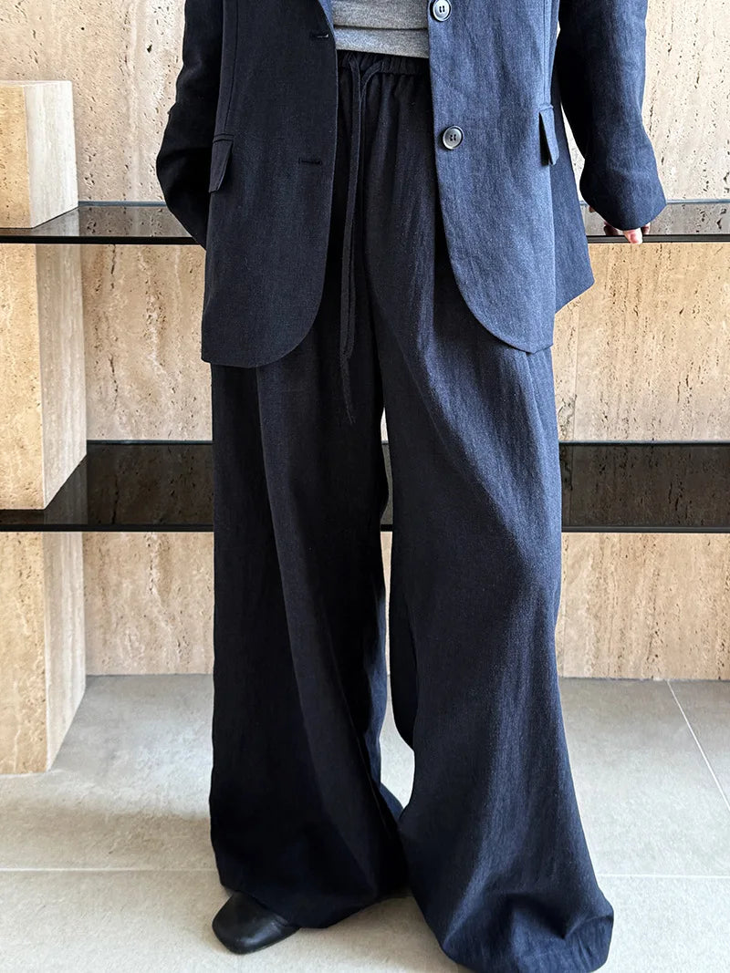 Linen Blazer For Women 2025 Spring Cotton-linen Suit + Pants Set Sold Separately