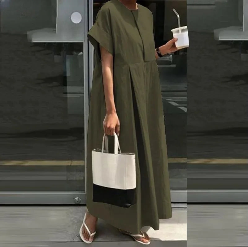 Cotton Linen Women Casual Long Dress