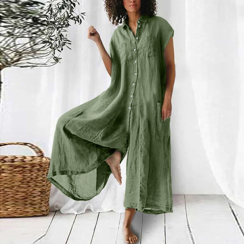 Ziahme™ Short sleeved linen jumpsuit