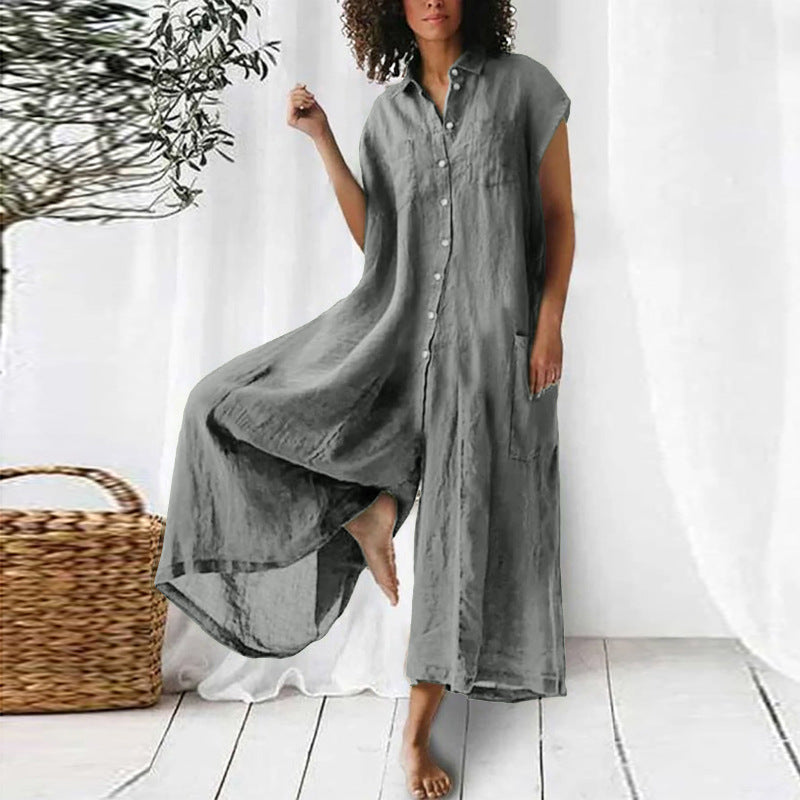 Ziahme™ Short sleeved linen jumpsuit
