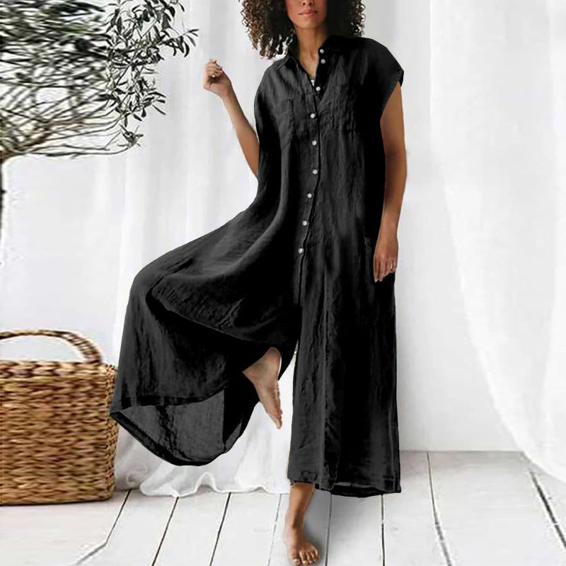 Ziahme™ Short sleeved linen jumpsuit