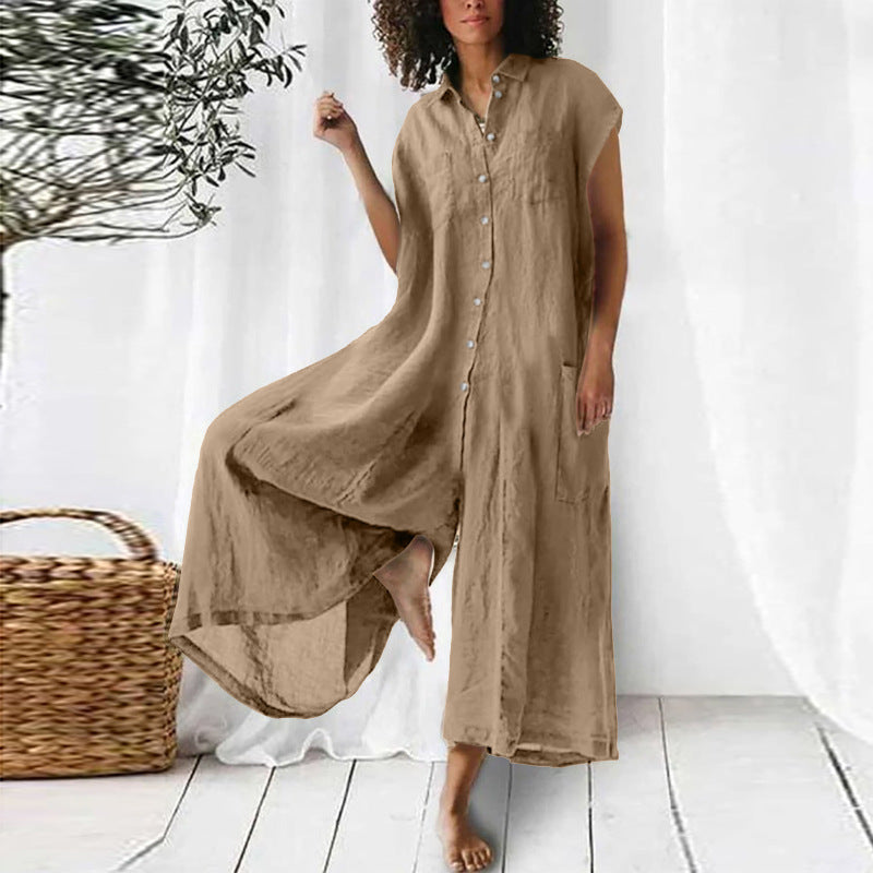 Ziahme™ Short sleeved linen jumpsuit