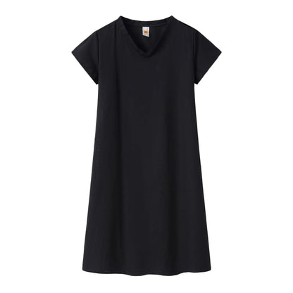 2024 New Popular Eleven Color Eight Size Solid Short Sleeve V-Neck Dress