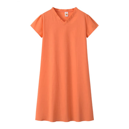 2024 New Popular Eleven Color Eight Size Solid Short Sleeve V-Neck Dress