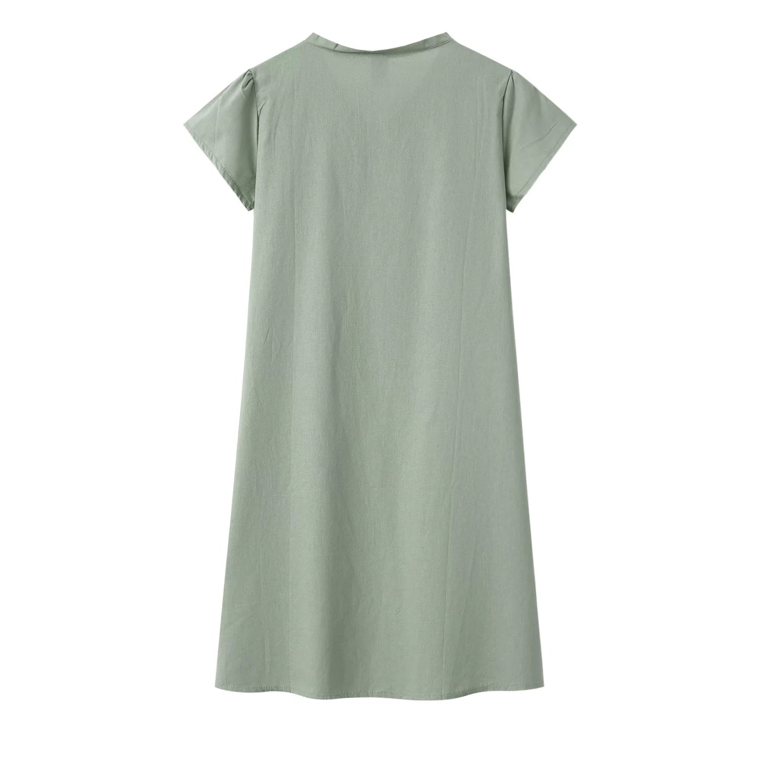 2024 New Popular Eleven Color Eight Size Solid Short Sleeve V-Neck Dress