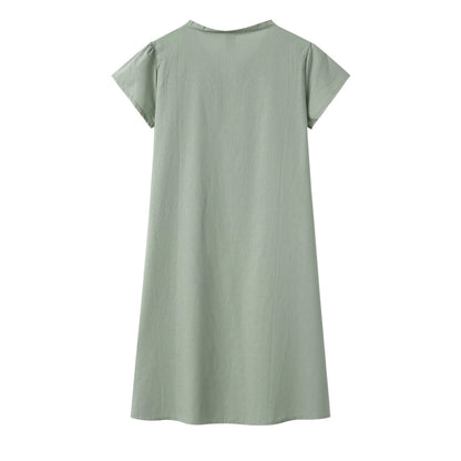 2024 New Popular Eleven Color Eight Size Solid Short Sleeve V-Neck Dress