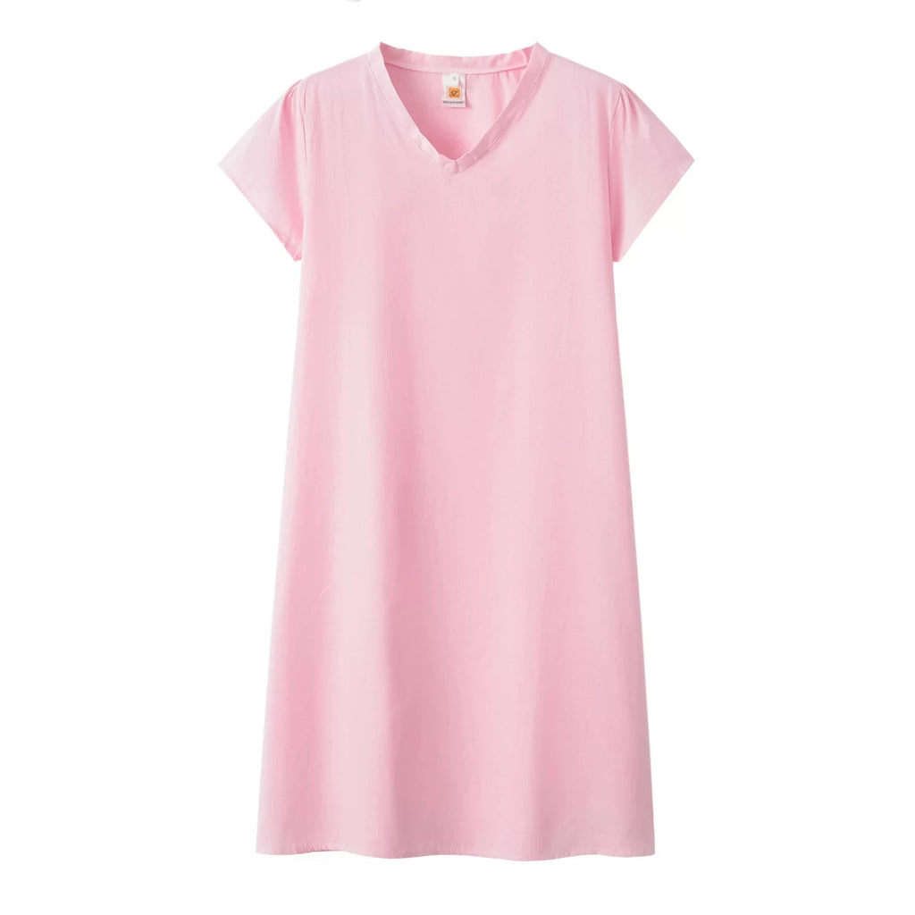 2024 New Popular Eleven Color Eight Size Solid Short Sleeve V-Neck Dress