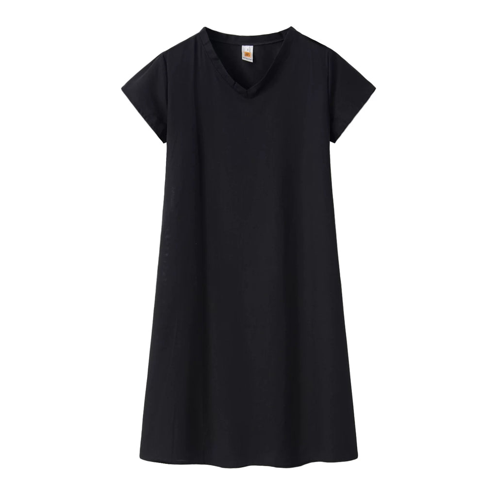 2024 New Popular Eleven Color Eight Size Solid Short Sleeve V-Neck Dress