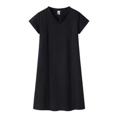 2024 New Popular Eleven Color Eight Size Solid Short Sleeve V-Neck Dress