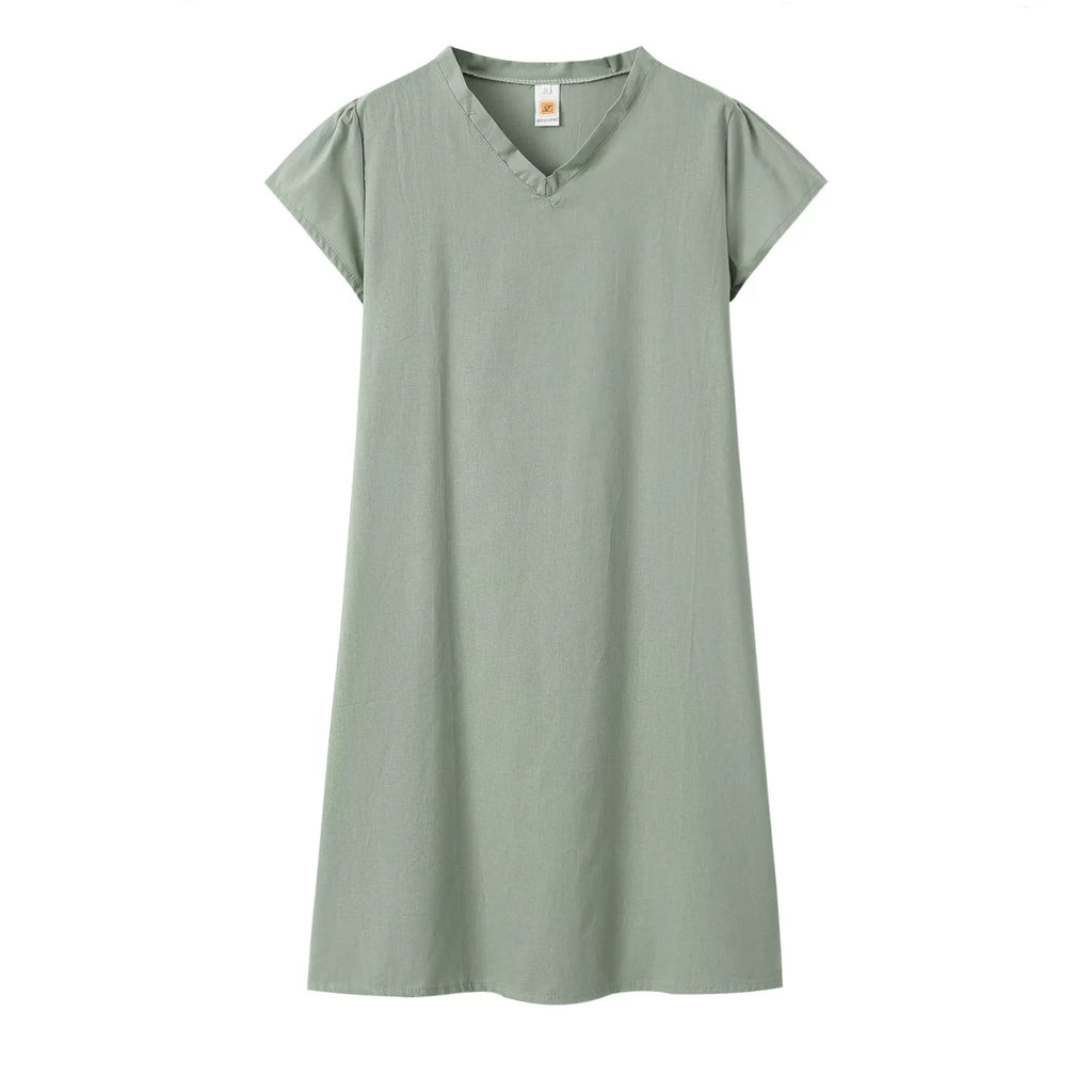 2024 New Popular Eleven Color Eight Size Solid Short Sleeve V-Neck Dress
