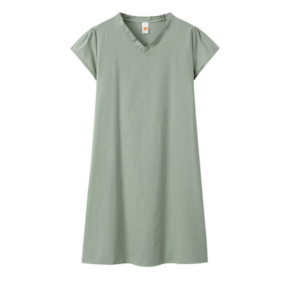 2024 New Popular Eleven Color Eight Size Solid Short Sleeve V-Neck Dress