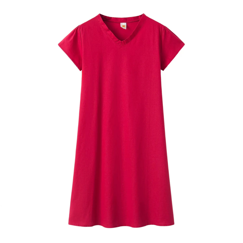 2024 New Popular Eleven Color Eight Size Solid Short Sleeve V-Neck Dress