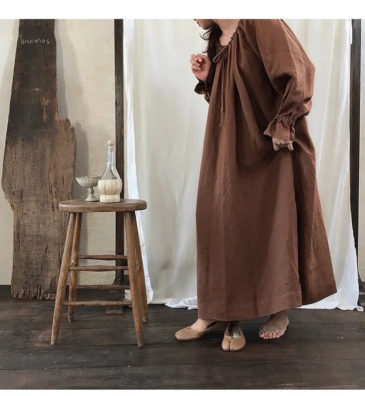 Spring Vintage Cotton Linen Dress
