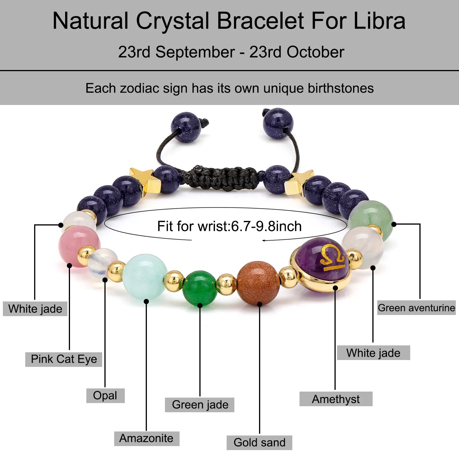 Ziahme Zodiac Signs Natural Stone Bracelets