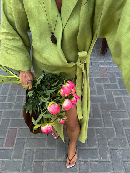 Cotton and Linen Dress Women&