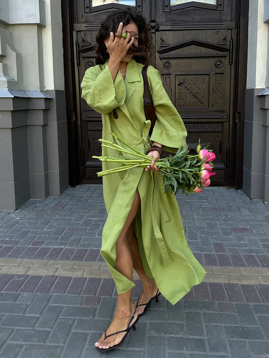 Cotton and Linen Dress Women&