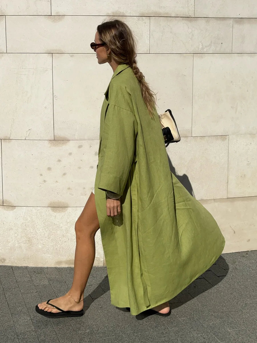 Cotton and Linen Dress Women&