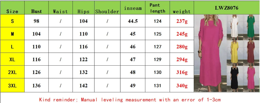 New Women's Clothing 2024 Summer Loose Casual Solid Color Short Sleeved Cotton Linen Fashionable Button With Pocket Dress