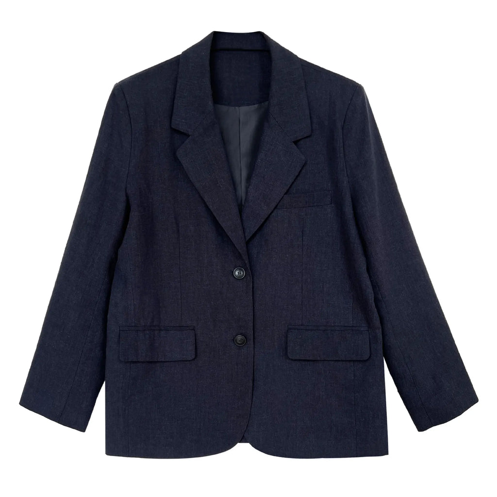 Linen Blazer For Women 2025 Spring Cotton-linen Suit + Pants Set Sold Separately