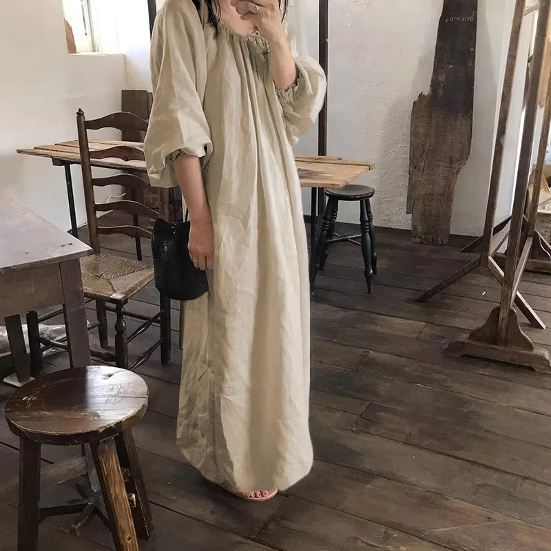 Spring Vintage Cotton Linen Dress