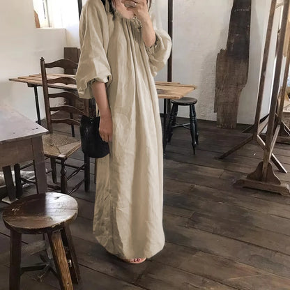 Spring Vintage Cotton Linen Dress