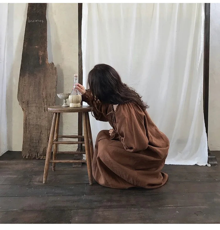 Spring Vintage Cotton Linen Dress