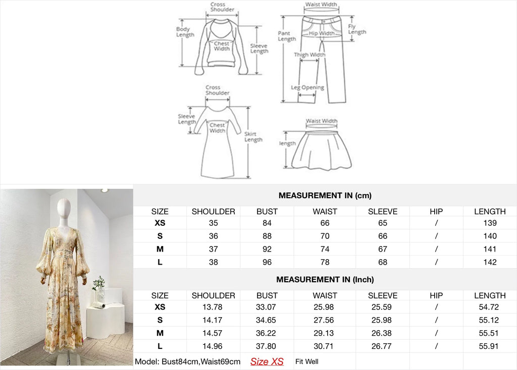 Re-tro 2026 Linen Silk Beige Floral Print Long Sleeve Dress