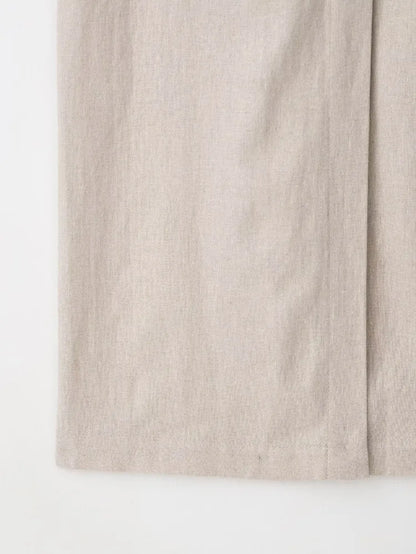 Elegant Linen Blend Belted Sleeveless Midi Dress