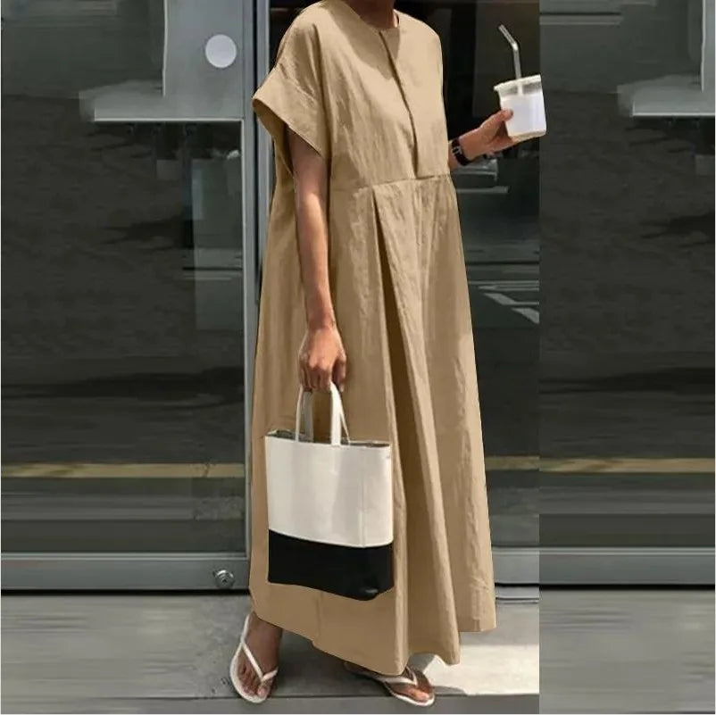 Cotton Linen Women Casual Long Dress