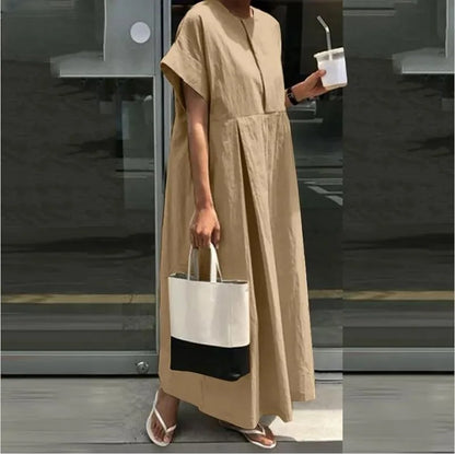 Cotton Linen Women Casual Long Dress