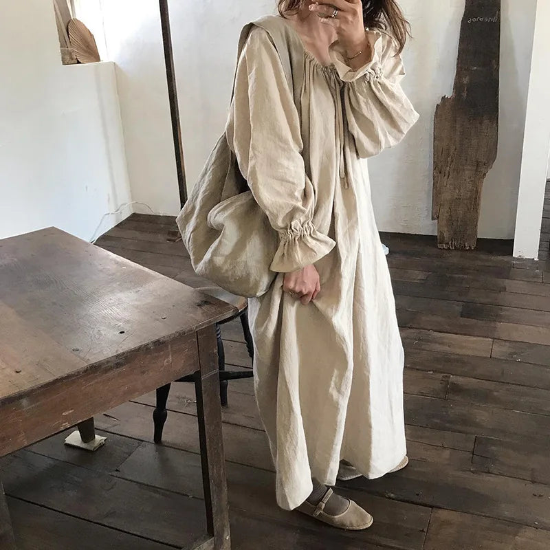 Spring Vintage Cotton Linen Dress