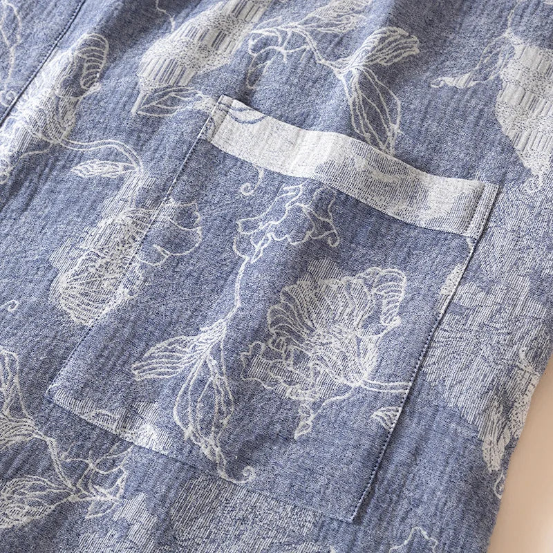 2025 Cotton and Linen Nightgown Thin Long Lace-up Bathrobe Casual Loose Women&