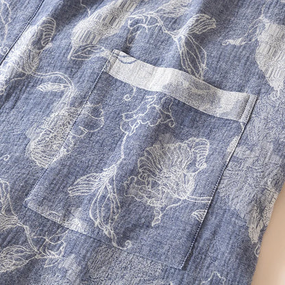 2025 Cotton and Linen Nightgown Thin Long Lace-up Bathrobe Casual Loose Women&