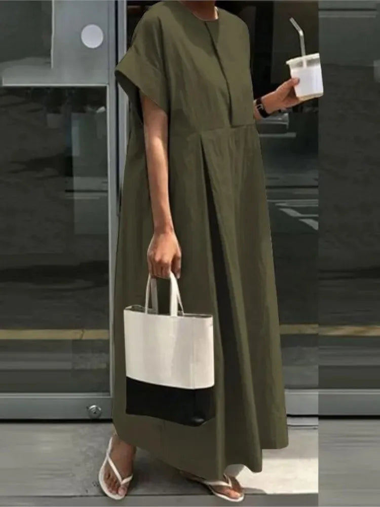 Cotton Linen Women Casual Long Dress