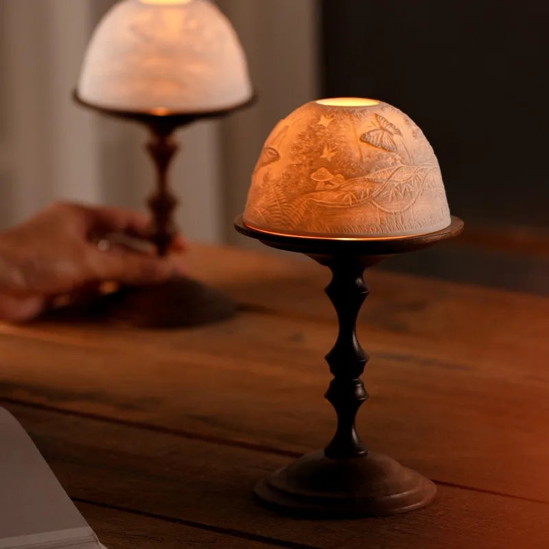 Ziahme Vintage Walnut Candle Holder
