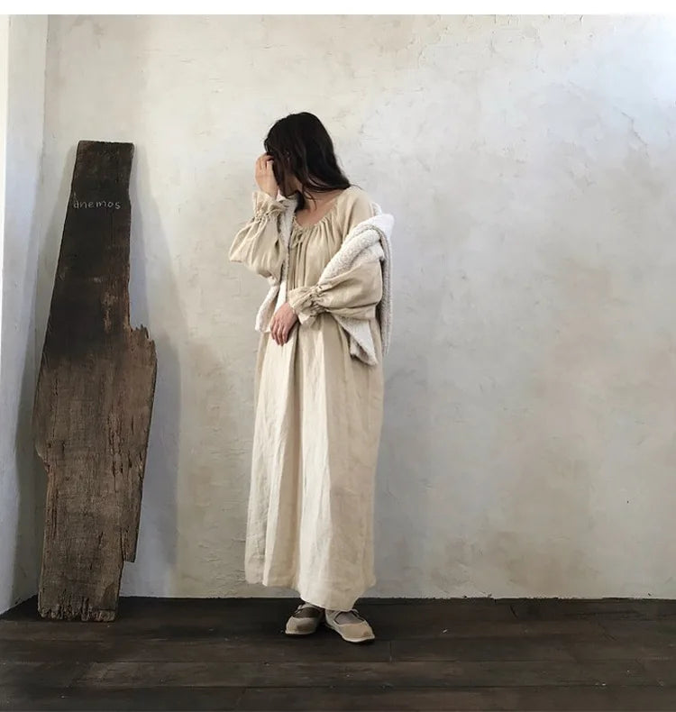 Spring Vintage Cotton Linen Dress