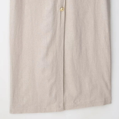 Elegant Linen Blend Belted Sleeveless Midi Dress