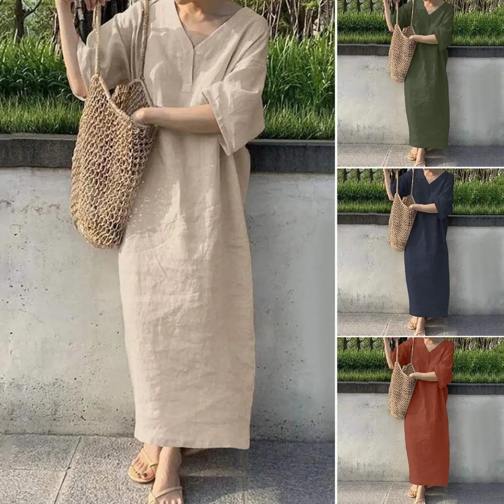 Cotton Linen Blend Day Dress