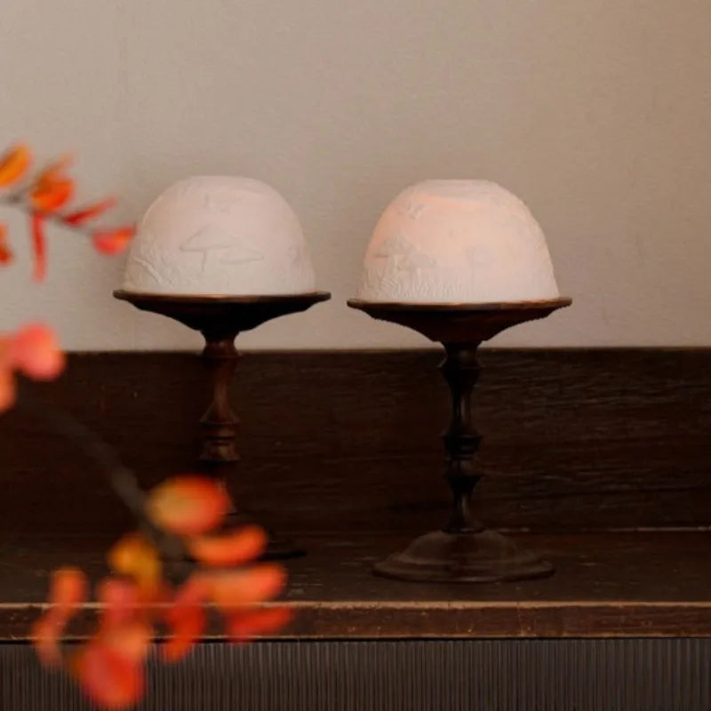 Ziahme Vintage Walnut Candle Holder