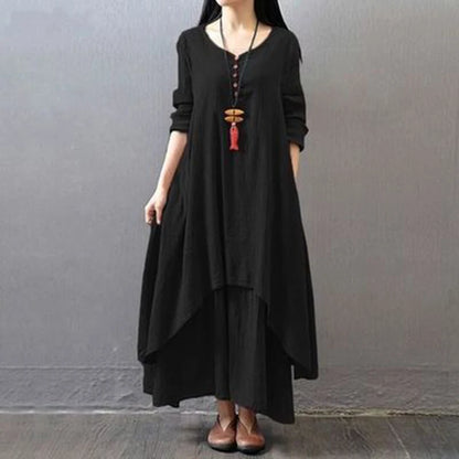 Women Elegant Linen Bohemia Day Dress