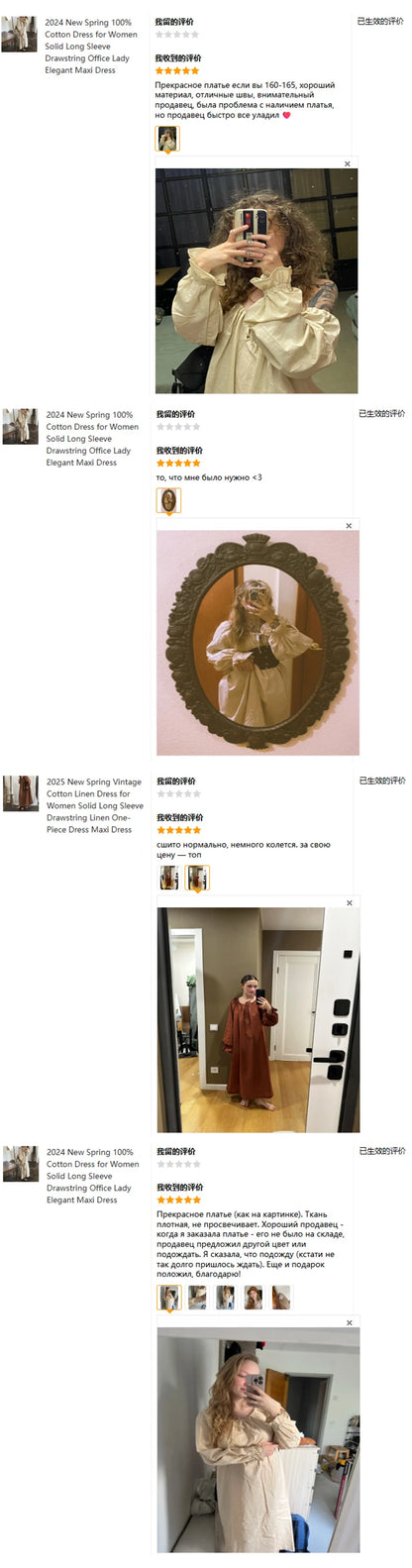 Spring Vintage Cotton Linen Dress